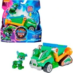 Spin Master Paw Patrol Mighty Kinofilm - Basis Fahrzeug Von Rocky Mit Welpenfigur, Spielfahrzeug